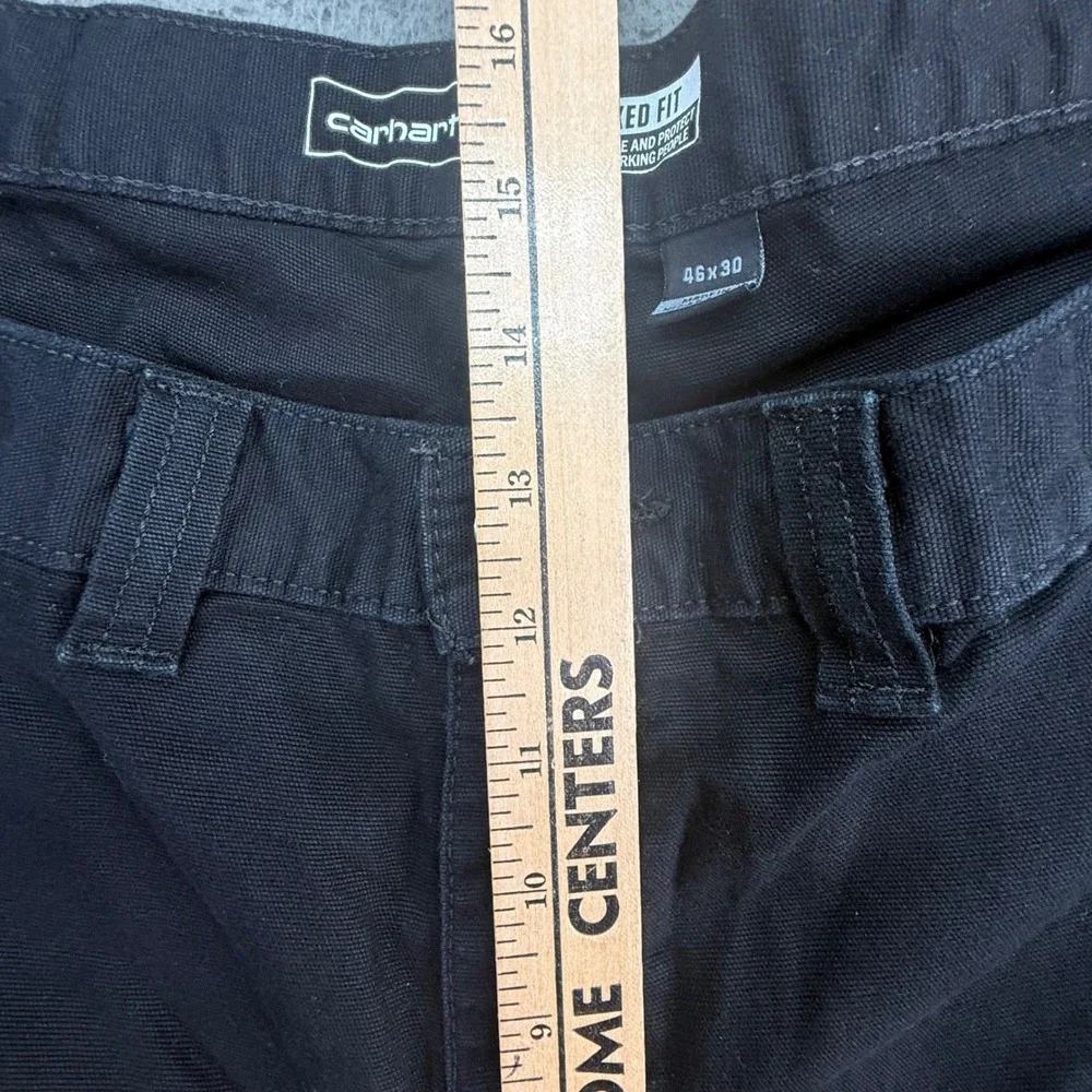 Carhartt Canvas Work Pants Mens 46x30 Black Rugged Flex Relaxed Fit BN2291-M